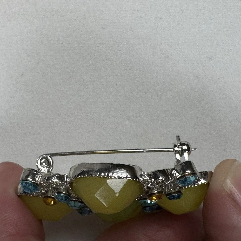 NWT CHARLES KLEIN‎ RHINESTONE BROOCH IN SHADES OF GREEN Aqua Orange rhinestone